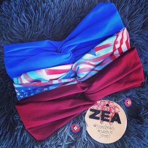 Flag color twist headband set USA independence